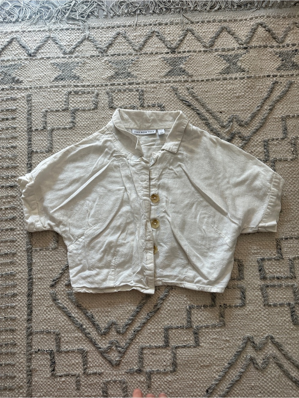 And Now This Cream Button-Front Cropped Shirt
